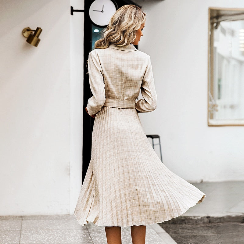 Vintage Plaid Work Dress for Women