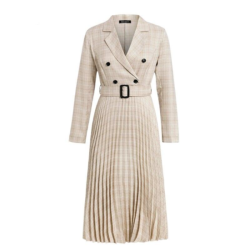 vintage plaid work dress for women, view 3 - MRSLM