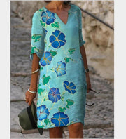 half-sleeved women's printed summer dress, view 13 - MRSLM
