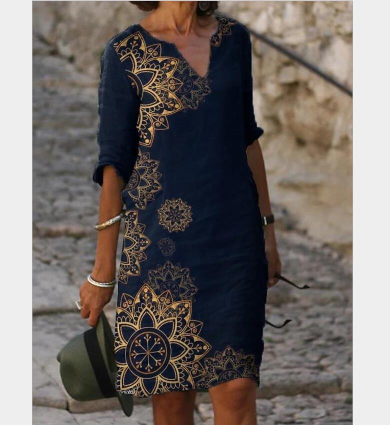 half-sleeved women's printed summer dress, view 14 - MRSLM