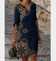 half-sleeved women's printed summer dress, view 5 - MRSLM