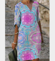 half-sleeved women's printed summer dress, view 6 - MRSLM