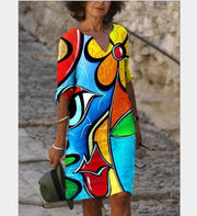 half-sleeved women's printed summer dress, view 9 - MRSLM