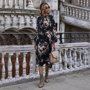 women's puff sleeved floral printed dress - MRSLM