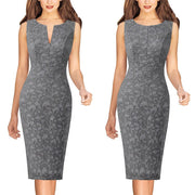 front zipper bodycon pencil dress, view 3 - MRSLM