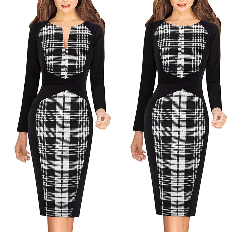 front zipper bodycon pencil dress, view 5 - MRSLM