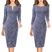 front zipper bodycon pencil dress, view 7 - MRSLM