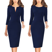 front zipper bodycon pencil dress, view 8 - MRSLM