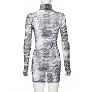 Women's long sleeve turtleneck dress, view 4 - MRSLM