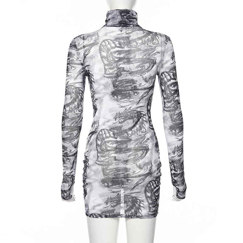 Women's long sleeve turtleneck dress, view 4 - MRSLM