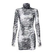 Women's long sleeve turtleneck dress - MRSLM