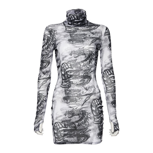 Women's long sleeve turtleneck dress - MRSLM