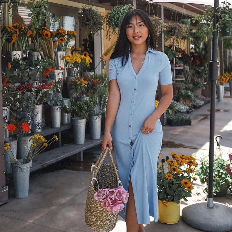 elegant summer shirt dress, view 2 - MRSLM