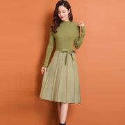 elegant pleated women's sweater dress, view 8 - MRSLM