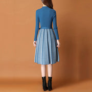 elegant pleated women's sweater dress, view 7 - MRSLM