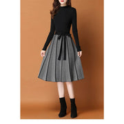 elegant pleated women's sweater dress, view 2 - MRSLM