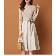 elegant pleated women's sweater dress, view 4 - MRSLM