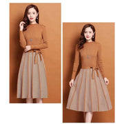elegant pleated women's sweater dress, view 5 - MRSLM