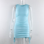 Sleeveless women's mini dress with O-neck, view 5 - MRSLM
