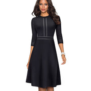Retro patchwork A-line dress for women - MRSLM
