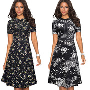 Retro patchwork A-line dress for women, view 20 - MRSLM