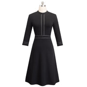 Retro patchwork A-line dress for women, view 16 - MRSLM