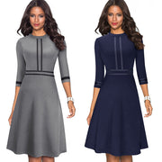 Retro patchwork A-line dress for women, view 17 - MRSLM