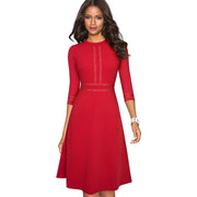 Retro patchwork A-line dress for women, view 18 - MRSLM