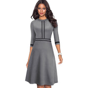 Retro patchwork A-line dress for women, view 3 - MRSLM