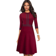 Retro patchwork A-line dress for women, view 5 - MRSLM