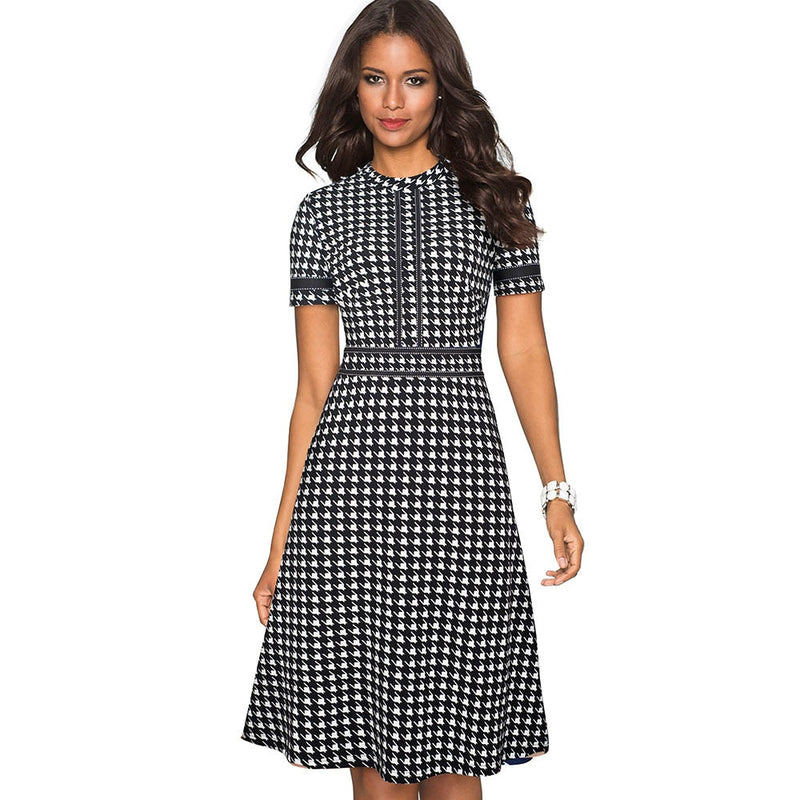 Retro patchwork A-line dress for women, view 6 - MRSLM