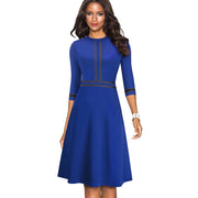Retro patchwork A-line dress for women, view 8 - MRSLM