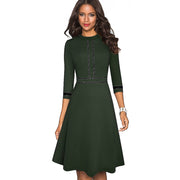 Retro patchwork A-line dress for women, view 15 - MRSLM