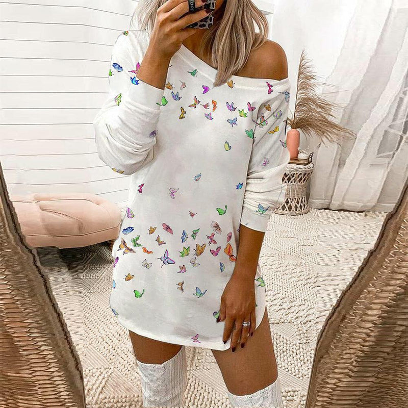 fashion print dress with long-sleeved shirt, view 5 - MRSLM