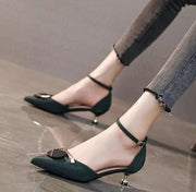 pointed toe low-heel buckle sandals - MRSLM