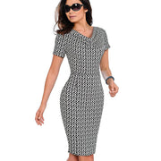 Leopard V-neck slim pencil skirt dress, view 2 - MRSLM