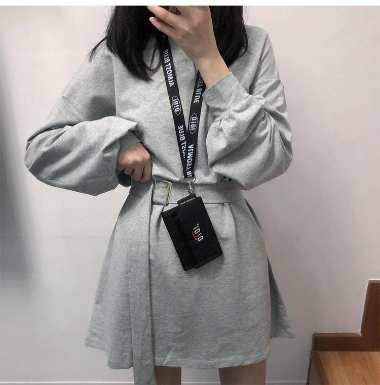 Long-sleeved lace-up waist dress, view 6 - MRSLM