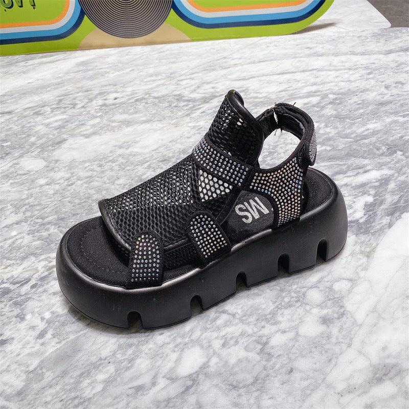 Thick sole mesh velcro Roman sandals - MRSLM