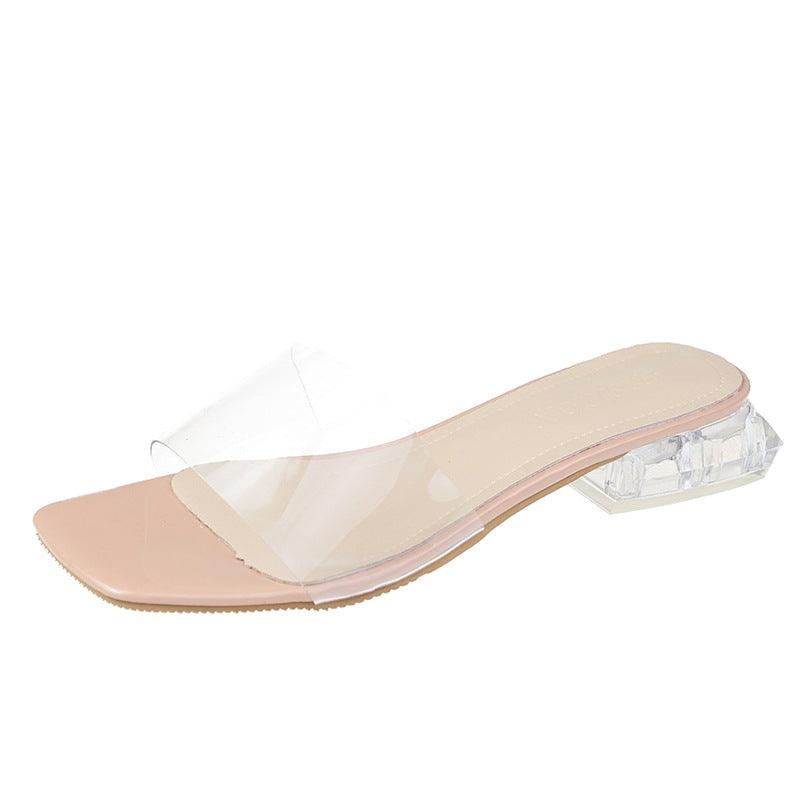 Women's thick heel half-drag mid-heel shoes, view 2 - MRSLM