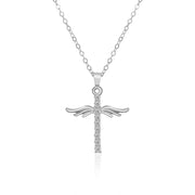 Cross angel wings pendant necklace, view 3 - MRSLM