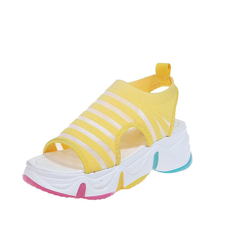 rainbow sole mid-heel slip-on sports sandals, view 3 - MRSLM