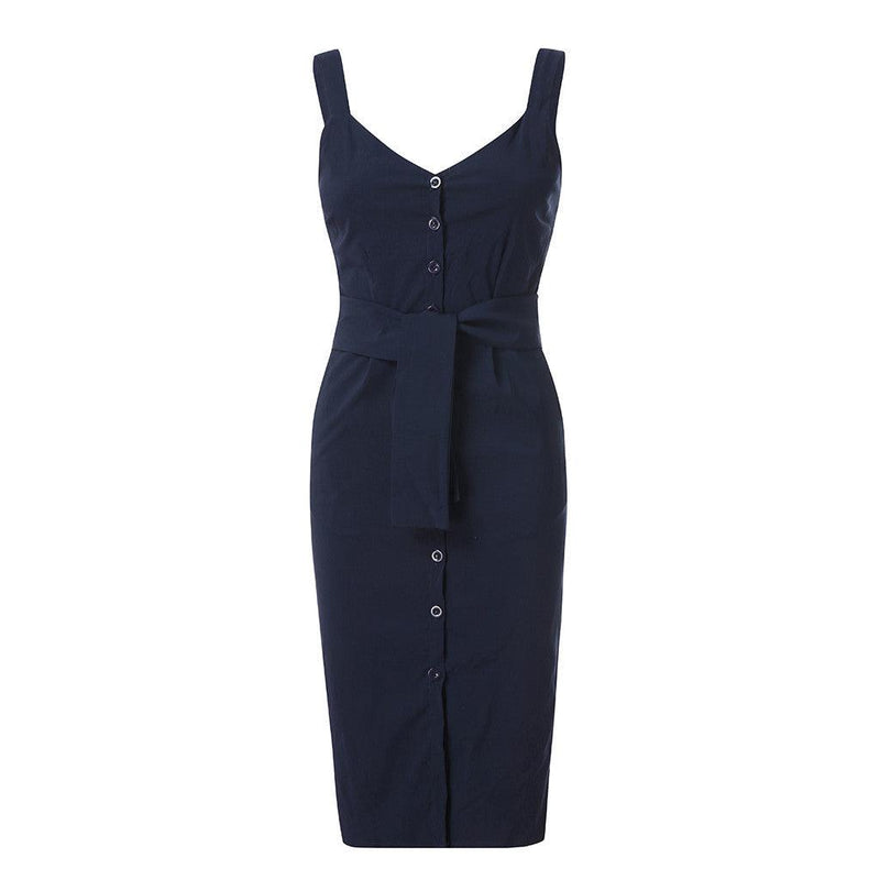 sleeveless slim dress, view 4 - MRSLM