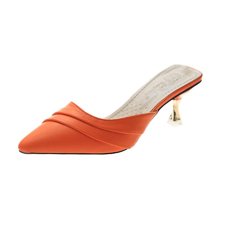 Korean style pointed toe closed-toe half slippers, view 3 - MRSLM