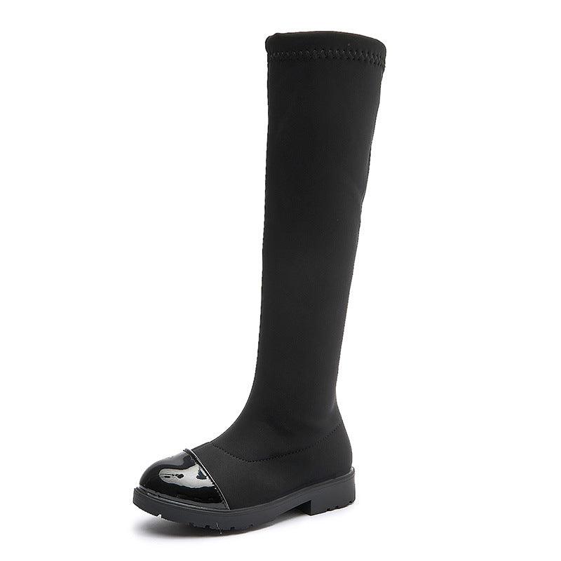 girls stretch fabric high tube boots - MRSLM