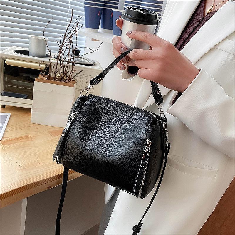 Black PU bucket shoulder handbag, view 2 - MRSLM