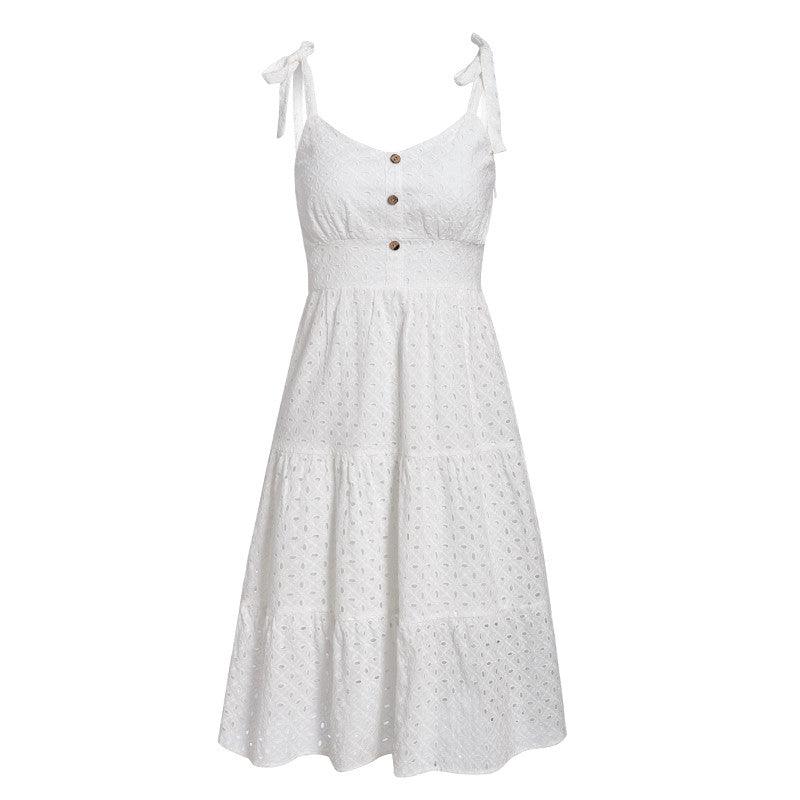 Bowknot Shoulder Embroidered Women's Dress