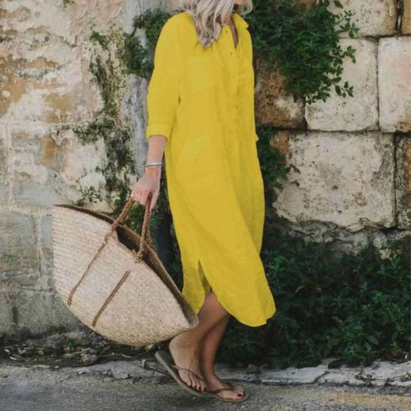 Elegant slit long shirt dress, view 6 - MRSLM