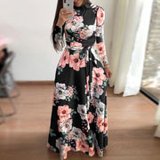 Women's flower print short-sleeved dress, view 4 - MRSLM