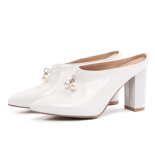 women's pearl pointed toe block heel slip-ons, view 6 - MRSLM
