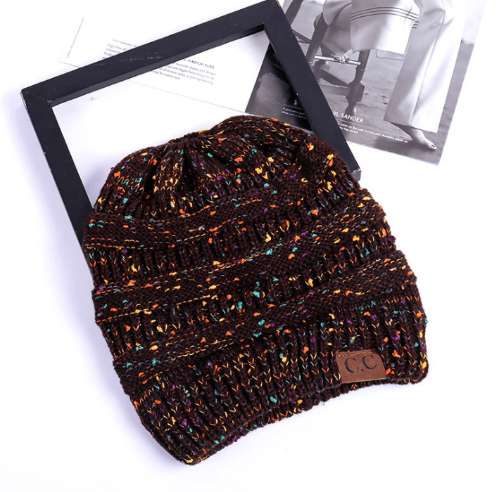 High bun ponytail cable knit beanie, view 7 - MRSLM